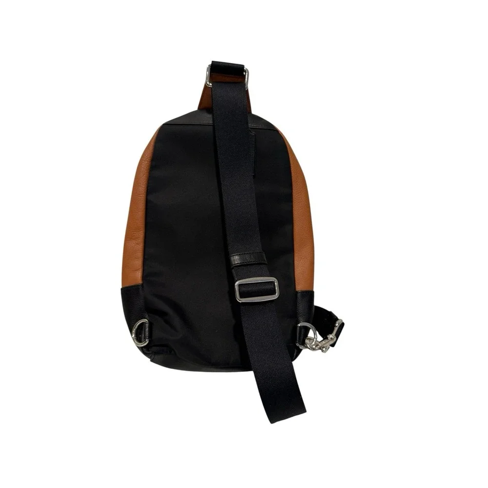 COACH Black Brown Color Block Leather Backpack Body Bag F71751